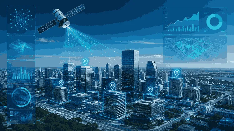 AI and satellite intelligence analysing commercial property locations, market activity and environmental risks.